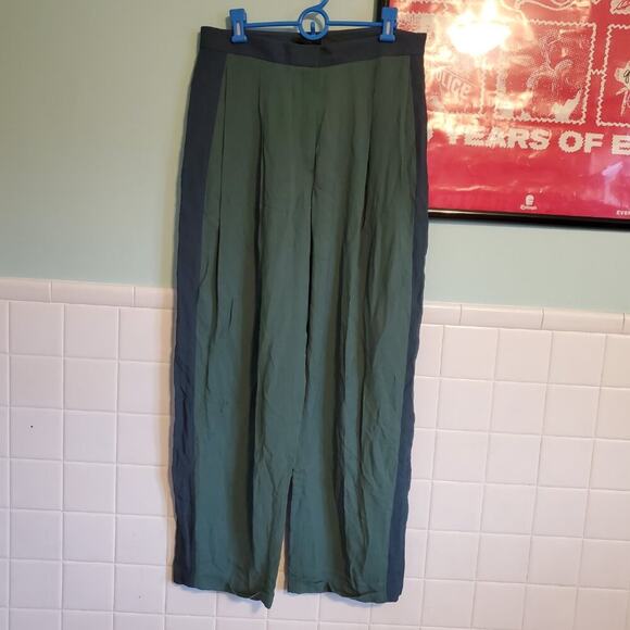 The Row Green Blue Stripe Cuffed Hem Straight Leg Slacks Pants Womens Size 8 - Picture 3 of 16